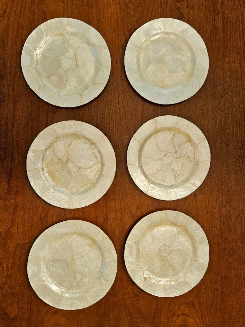 "Pearlized" Shell Luncheon Plates Ivory - Set of 6